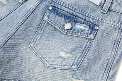 13DE MARZO Broken Bear Hot Jorts Blue - 13DE MARZO