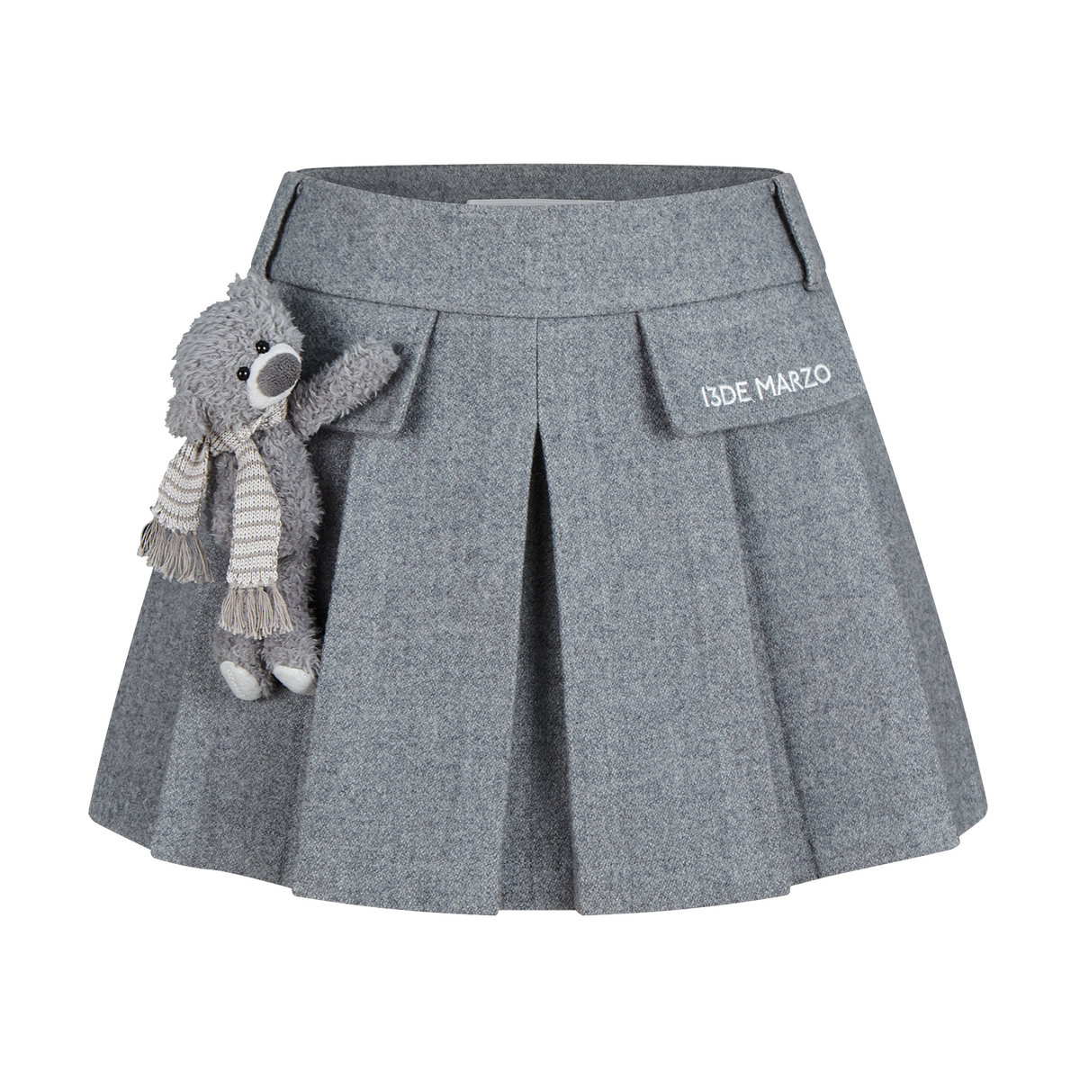 13DE MARZO Doozoo Wool Pleated Skirt Grey