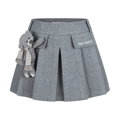 13DE MARZO Doozoo Wool Pleated Skirt Grey
