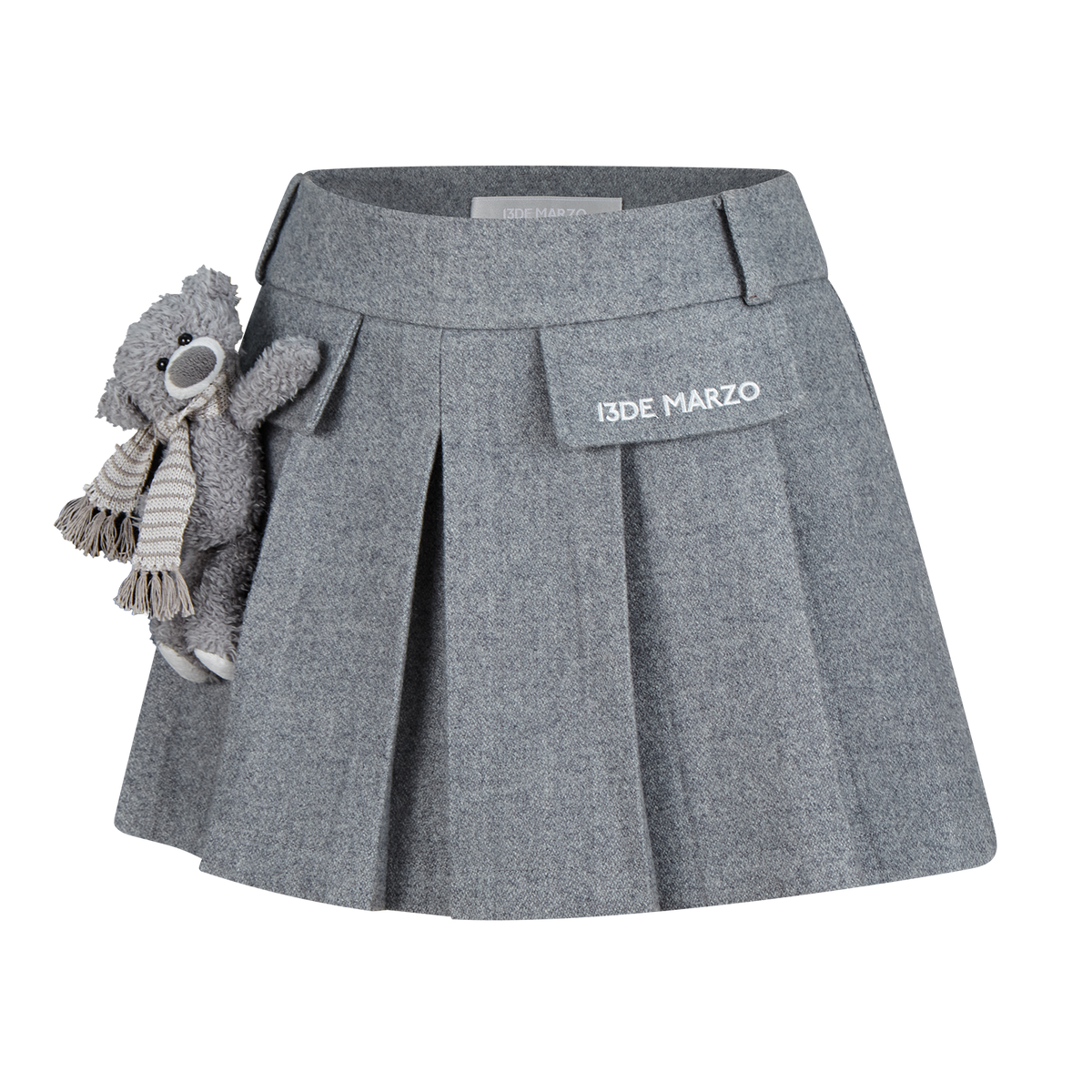 13DE MARZO Doozoo Wool Pleated Skirt Grey