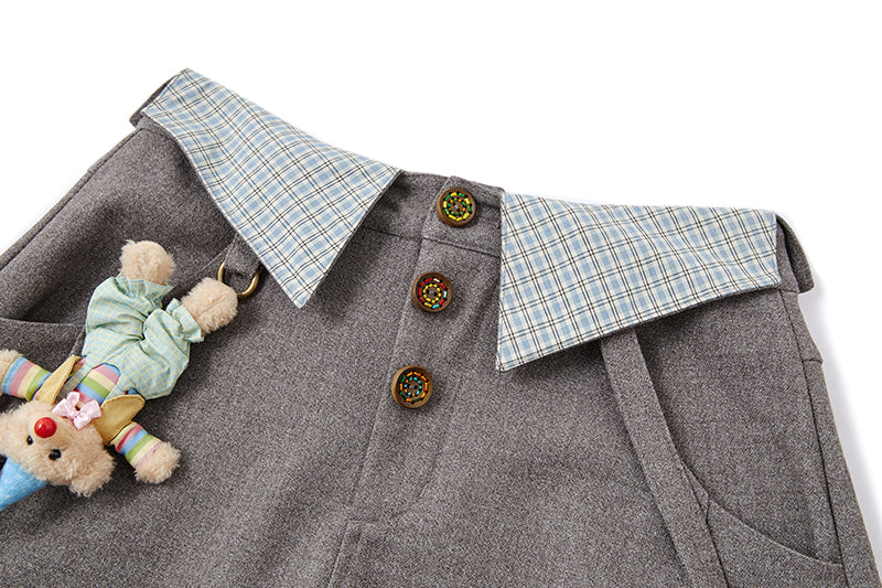 13DE MARZO Detachable Clown Bear Overall Grey