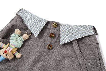 13DE MARZO Detachable Clown Bear Overall Grey