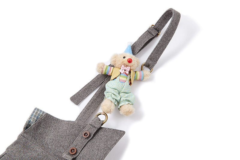13DE MARZO Detachable Clown Bear Overall Grey