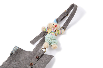 13DE MARZO Detachable Clown Bear Overall Grey