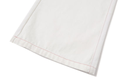 13DE MARZO Floral Bear Pocket Print Jeans White - 13DE MARZO