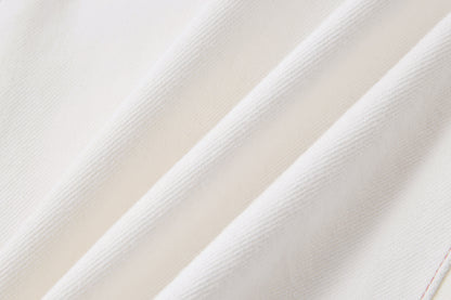 13DE MARZO Floral Bear Pocket Print Jeans White - 13DE MARZO