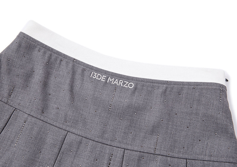 13DE MARZO Pocket Blazer Pleated Skirt Grey