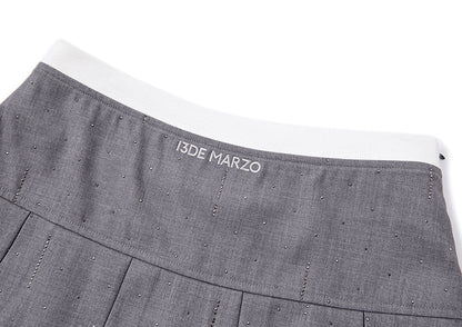 13DE MARZO Pocket Blazer Pleated Skirt Grey