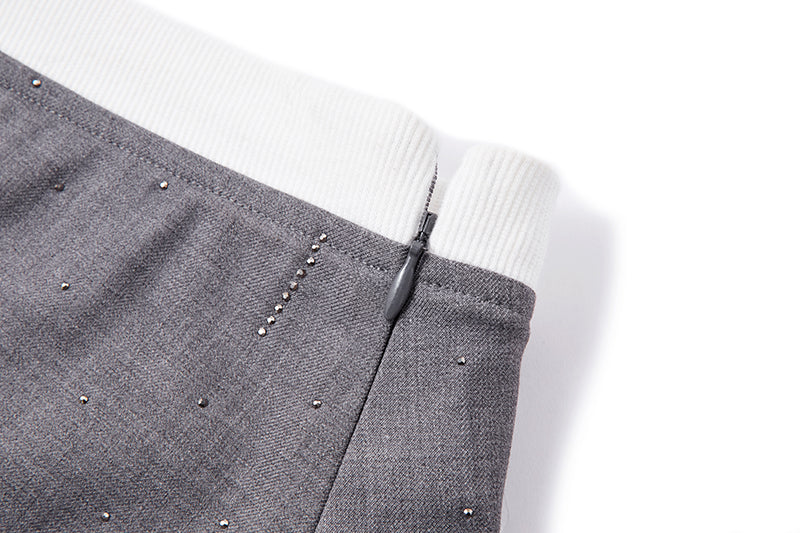 13DE MARZO Pocket Blazer Pleated Skirt Grey