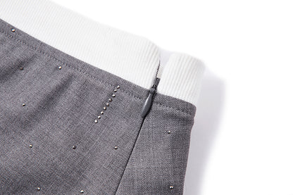 13DE MARZO Pocket Blazer Pleated Skirt Grey