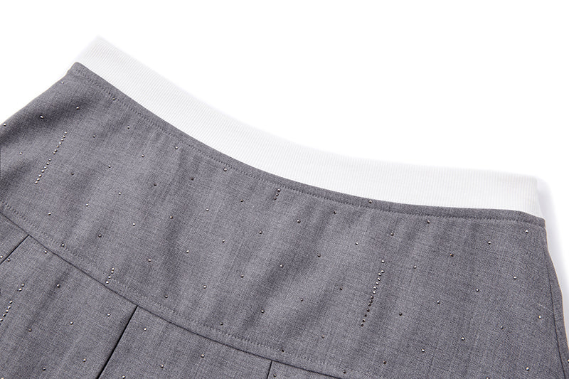 13DE MARZO Pocket Blazer Pleated Skirt Grey