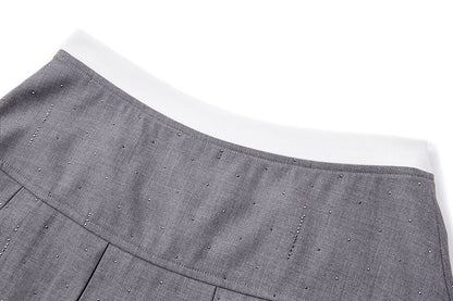 13DE MARZO Pocket Blazer Pleated Skirt Grey