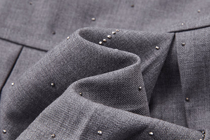 13DE MARZO Pocket Blazer Pleated Skirt Grey