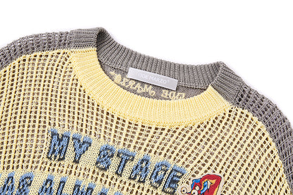 13DE MARZO Rebel Clown Bear Hollow Sweater Yellow