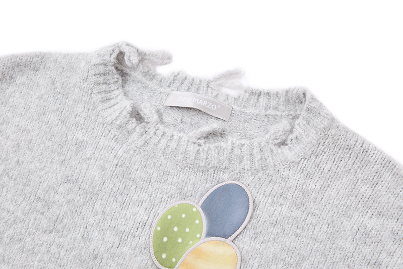 13DE MARZO Birthday Clown Bear Illustration Sweater Grey