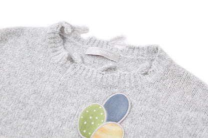 13DE MARZO Birthday Clown Bear Illustration Sweater Grey
