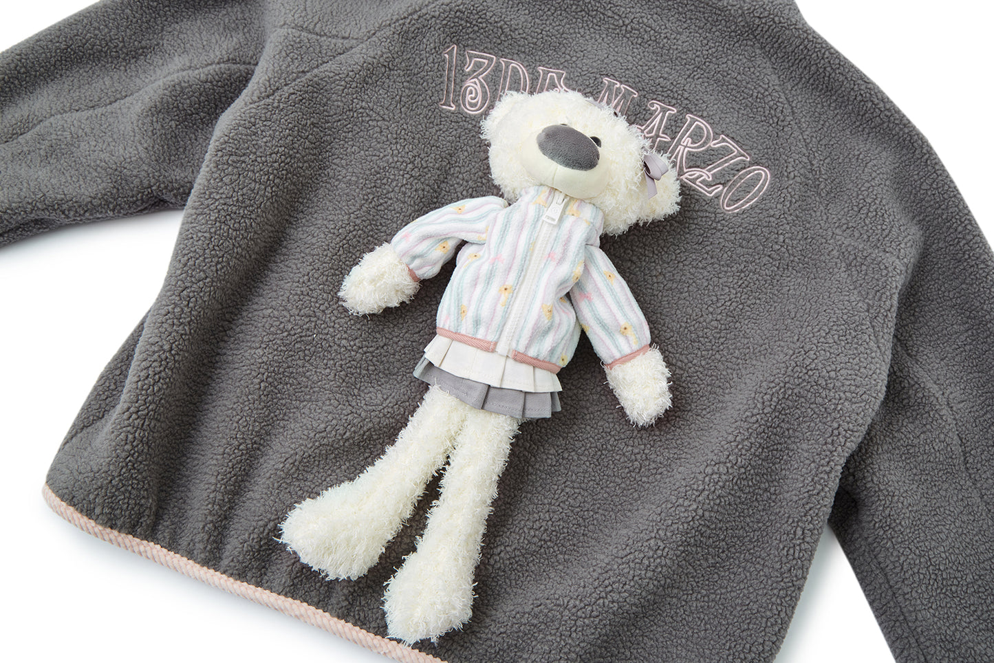 13DE MARZO Marzo Valley Fleece Print Jacket Grey