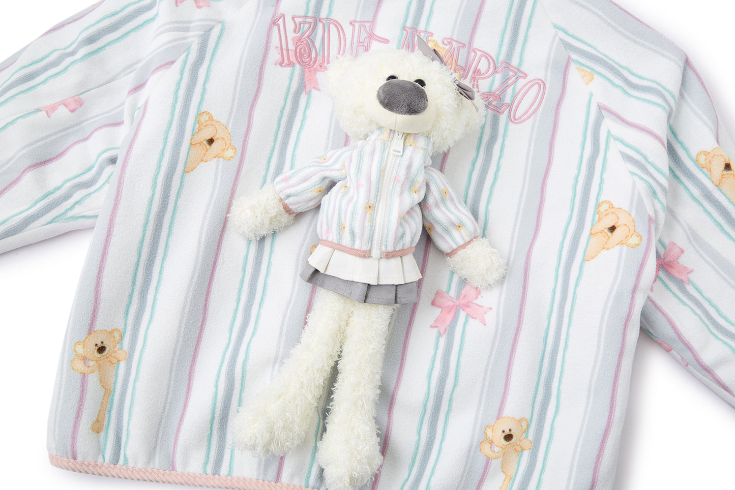 13DE MARZO Marzo Valley Fleece Print Jacket Grey