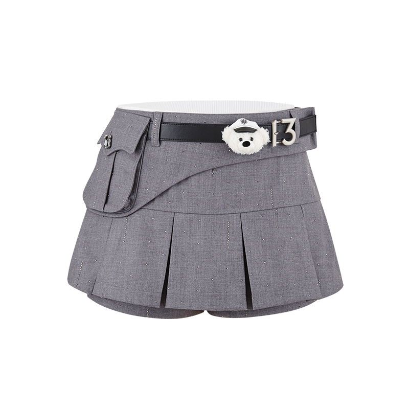 13DE MARZO Pocket Blazer Pleated Skirt Grey