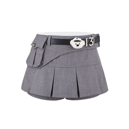 13DE MARZO Pocket Blazer Pleated Skirt Grey