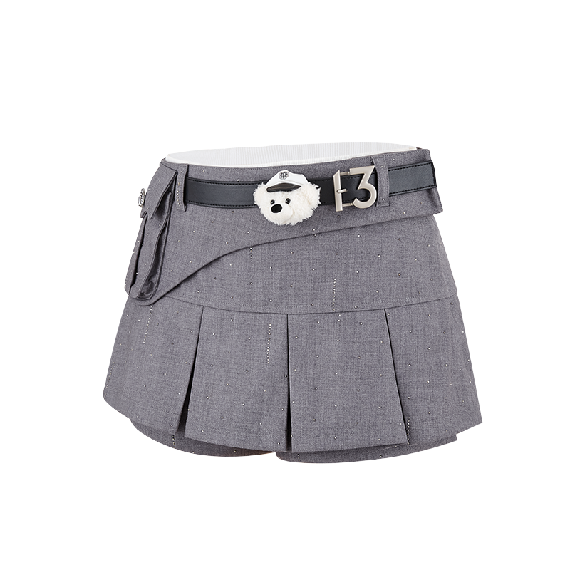 13DE MARZO Pocket Blazer Pleated Skirt Grey