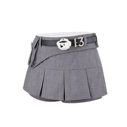 13DE MARZO Pocket Blazer Pleated Skirt Grey