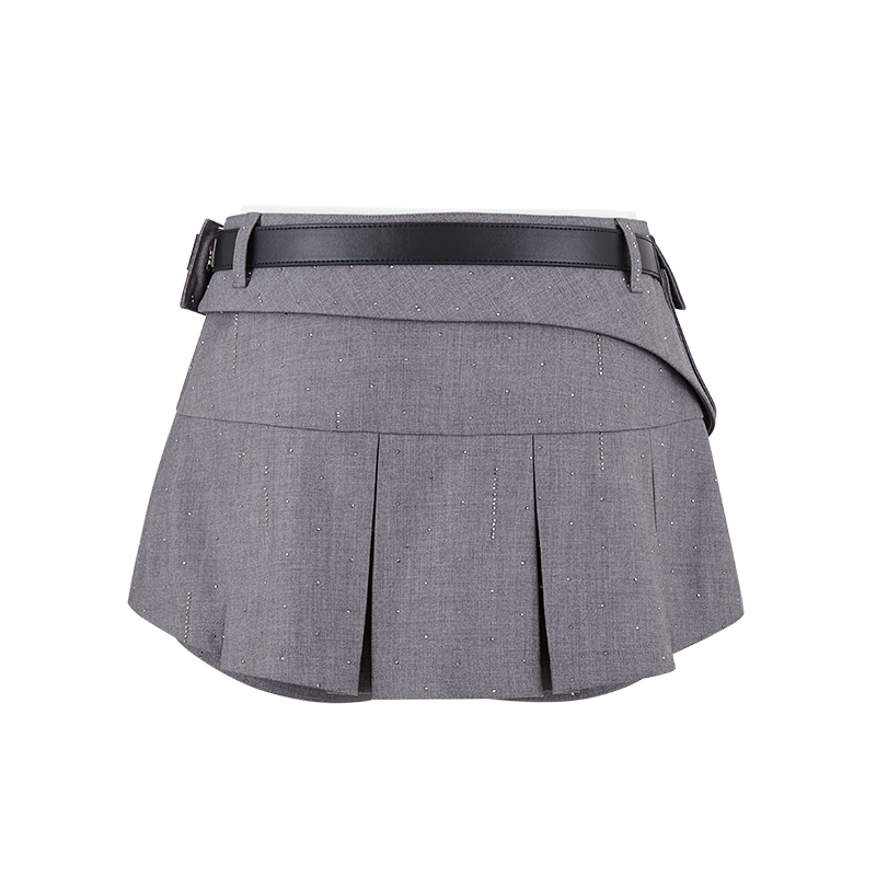 13DE MARZO Pocket Blazer Pleated Skirt Grey