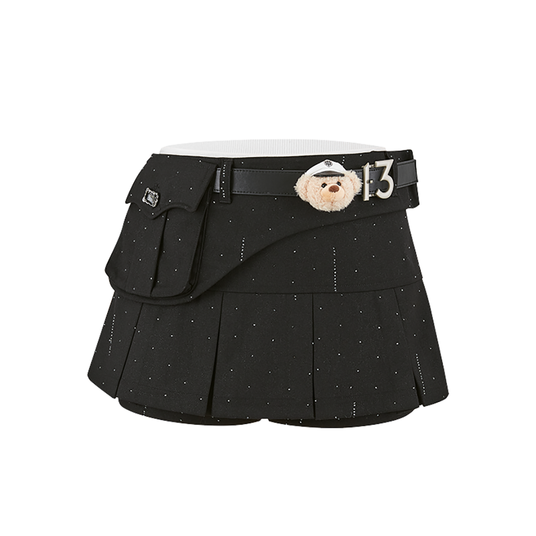 13DE MARZO Pocket Blazer Pleated Skirt Black