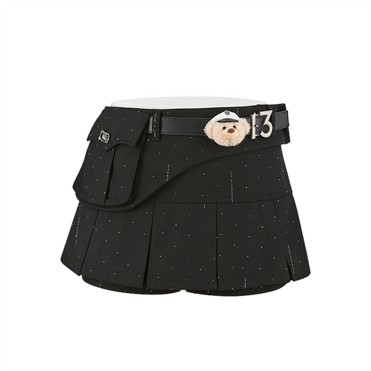 13DE MARZO Pocket Blazer Pleated Skirt Black