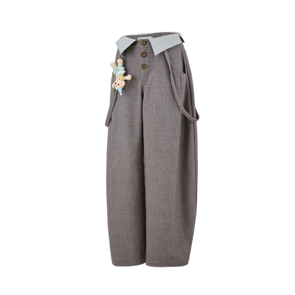 13DE MARZO Detachable Clown Bear Overall Grey