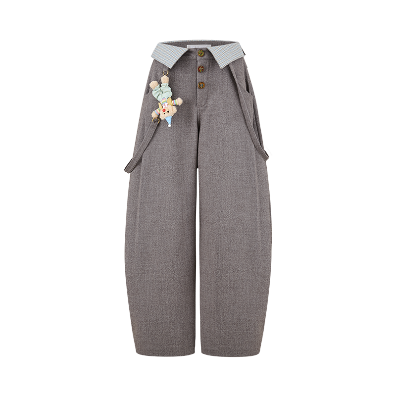 13DE MARZO Detachable Clown Bear Overall Grey