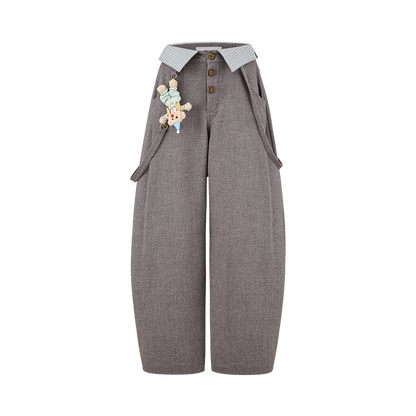 13DE MARZO Detachable Clown Bear Overall Grey