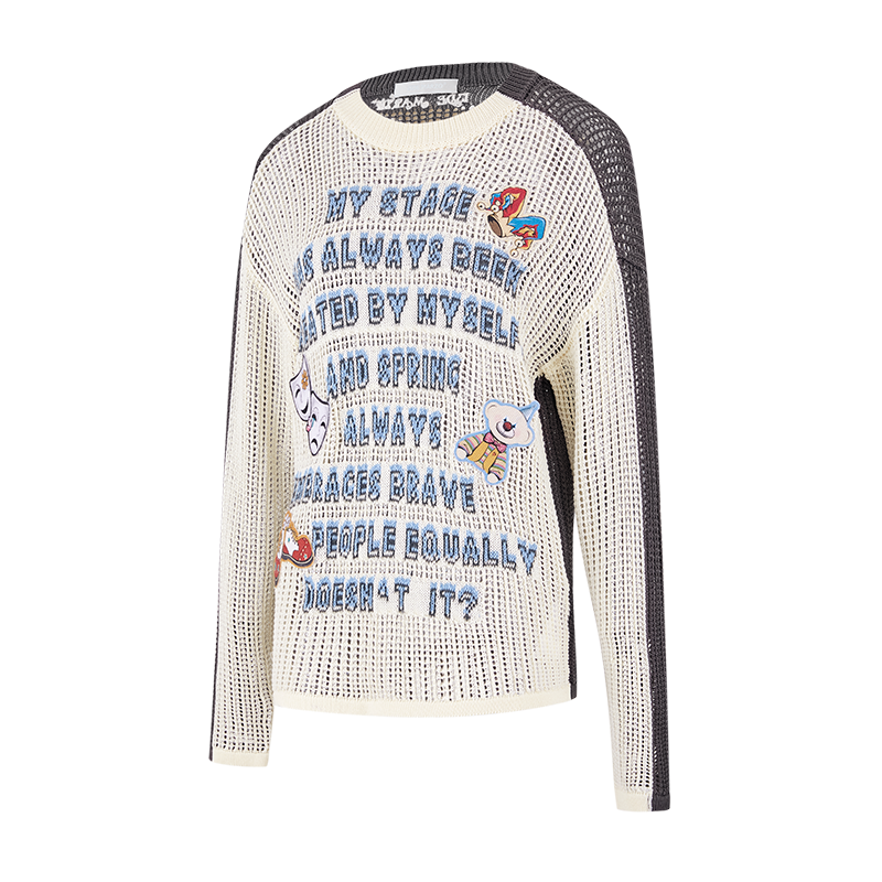 13DE MARZO Rebel Clown Bear Hollow Sweater White