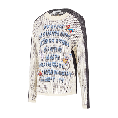 13DE MARZO Rebel Clown Bear Hollow Sweater White