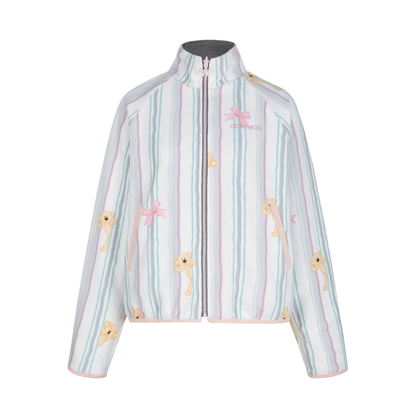 13DE MARZO Marzo Valley Fleece Print Jacket Grey