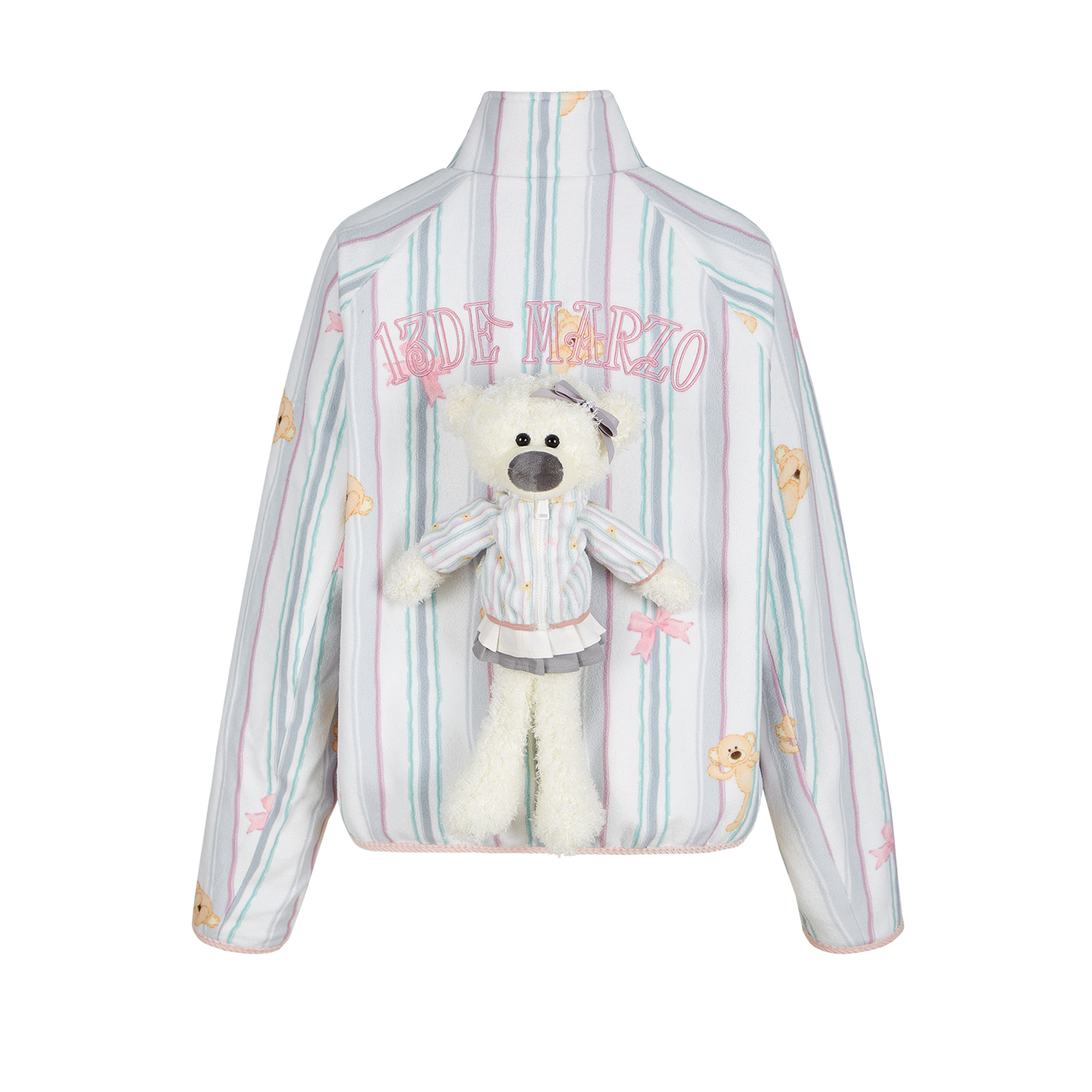 13DE MARZO Marzo Valley Fleece Print Jacket Grey