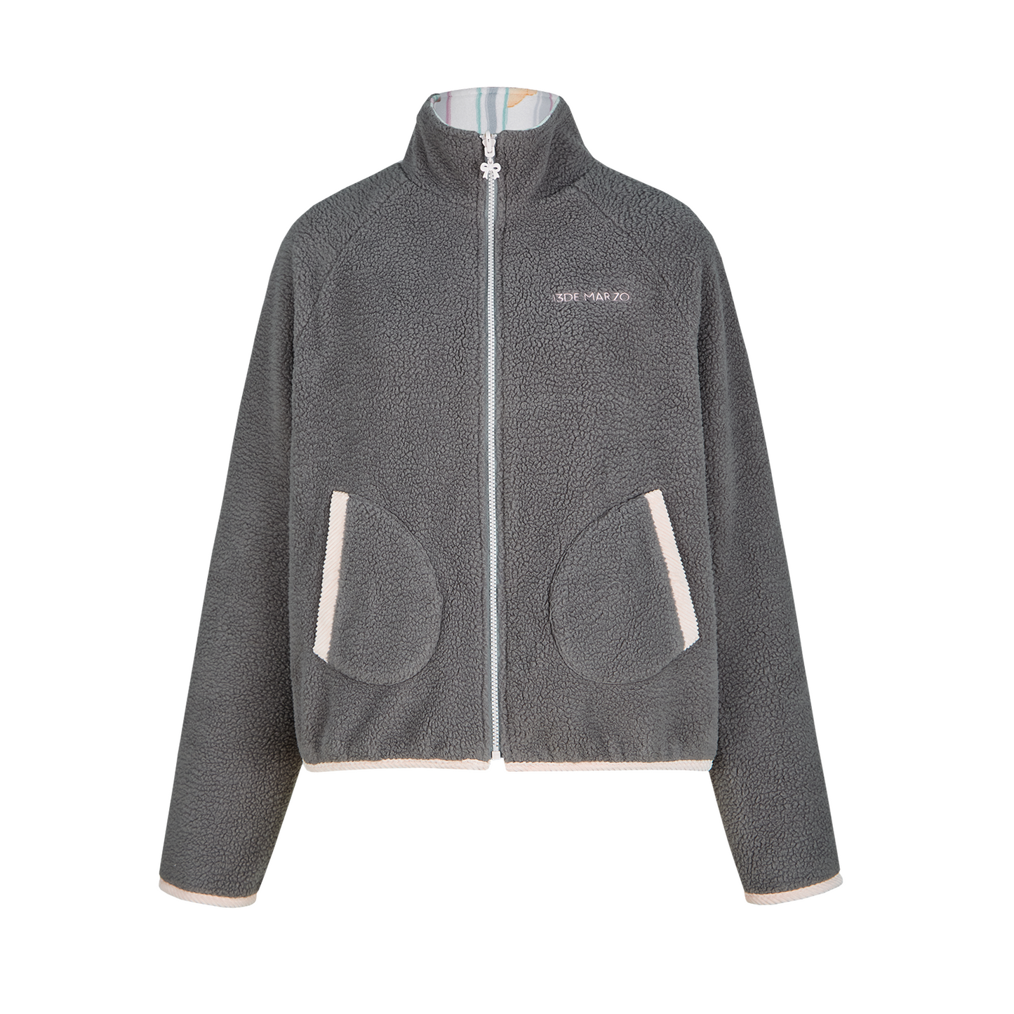 13DE MARZO Marzo Valley Fleece Print Jacket Grey