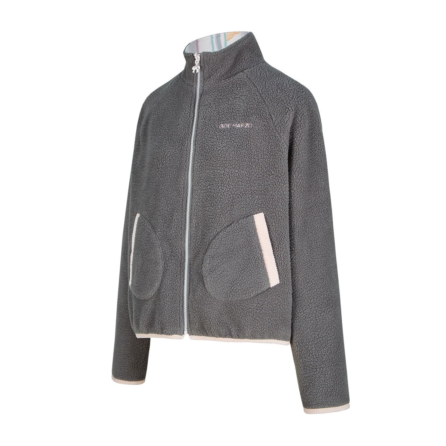 13DE MARZO Marzo Valley Fleece Print Jacket Grey