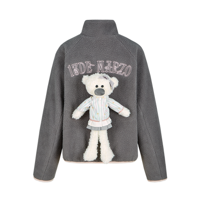 13DE MARZO Marzo Valley Fleece Print Jacket Grey