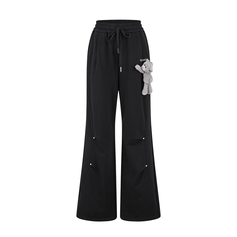 13DE MARZO Deconstructed Wide-Leg Sweatpants Black
