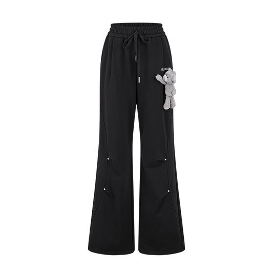 13DE MARZO Deconstructed Wide-Leg Sweatpants Black