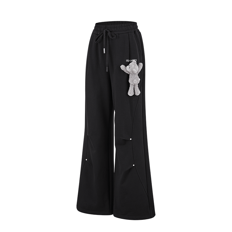 13DE MARZO Deconstructed Wide-Leg Sweatpants Black