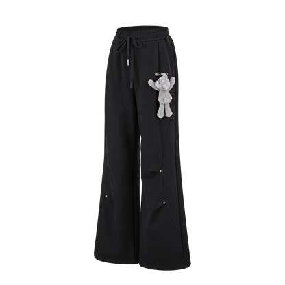 13DE MARZO Deconstructed Wide-Leg Sweatpants Black