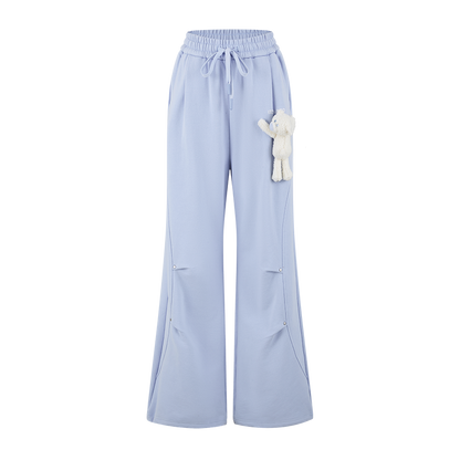 13DE MARZO Deconstructed Wide-Leg Sweatpants Blue