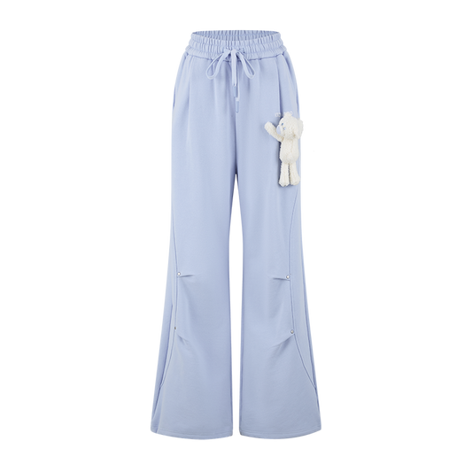 13DE MARZO Deconstructed Wide-Leg Sweatpants Blue