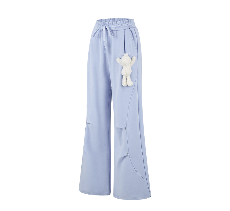 13DE MARZO Deconstructed Wide-Leg Sweatpants Blue