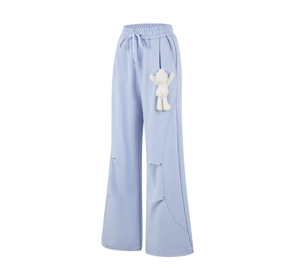 13DE MARZO Deconstructed Wide-Leg Sweatpants Blue