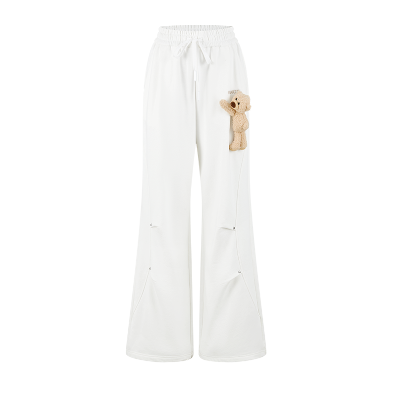 13DE MARZO Deconstructed Wide-Leg Sweatpants White
