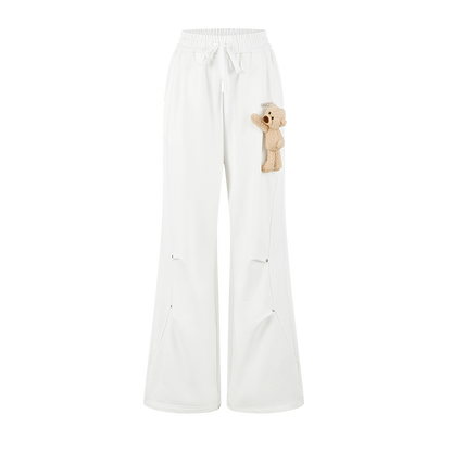13DE MARZO Deconstructed Wide-Leg Sweatpants White