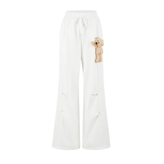13DE MARZO Deconstructed Wide-Leg Sweatpants White